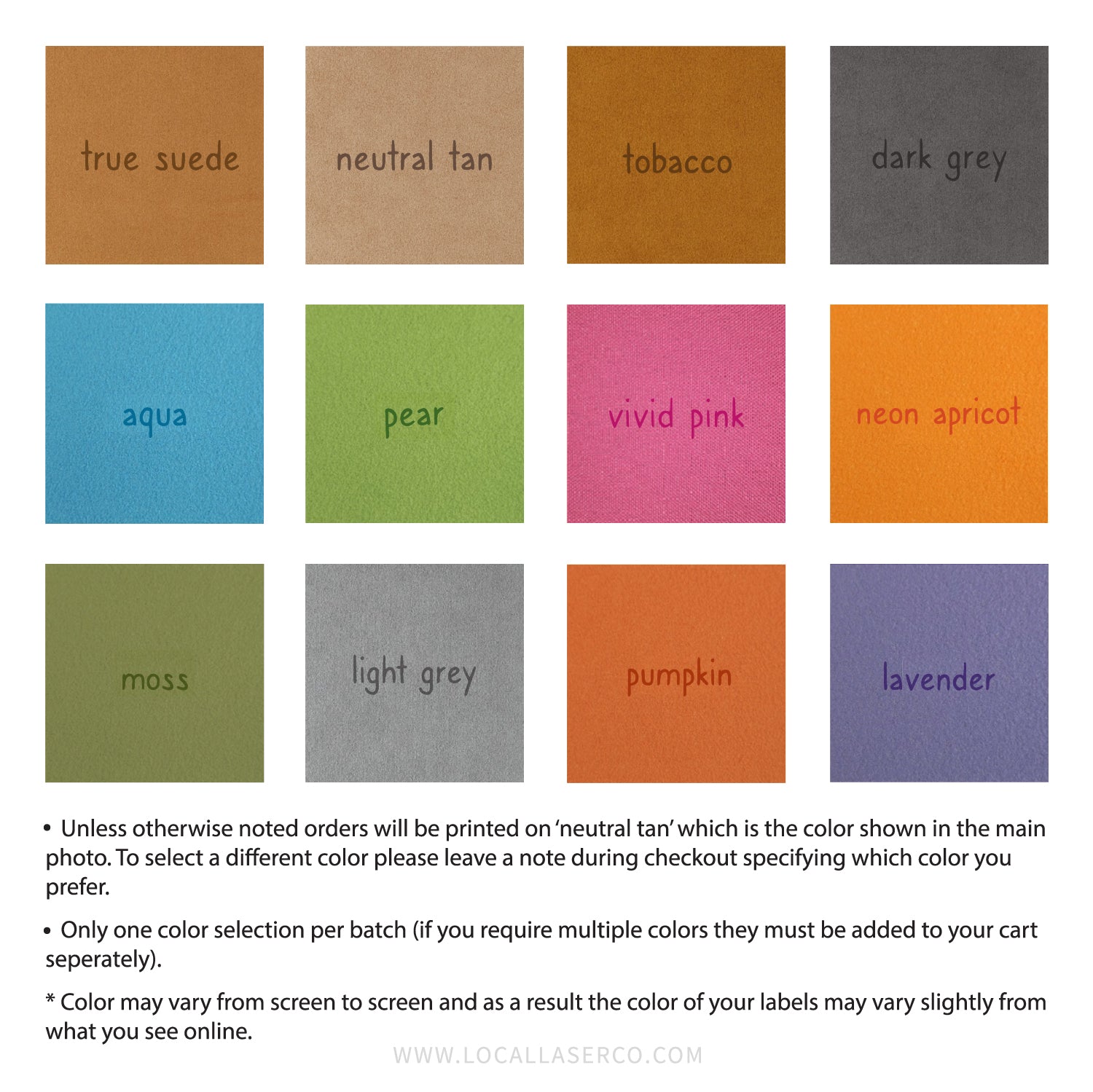 Custom Machine Washable Ultrasuede® Engraved fabric tags