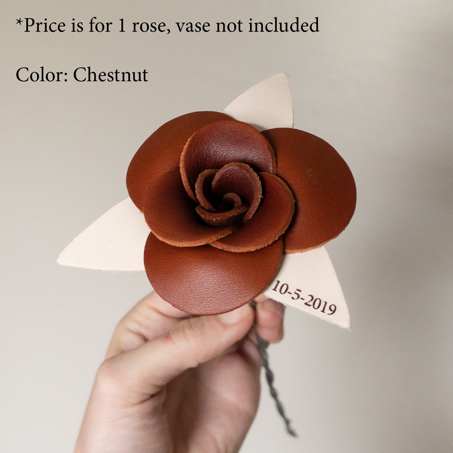 Leather Rose with Date and Initial