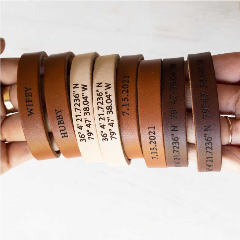 Personalized Leather Matching Couples Bracelets Set of 2